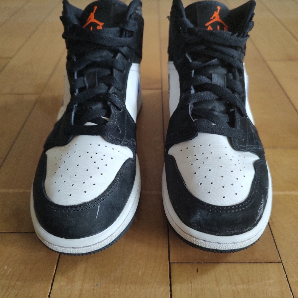 Nike Air Jordan 1 Mid Black and White with Racer Blue Accents - Picture 9 of 13